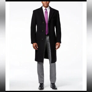 Lauren Ralph Lauren Mens Black Cashmere Blend Long Coat in Black  46 long luxury